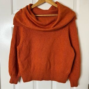 Anthropologie | Slouchy Orange Cowl Neck Cozy Sweater